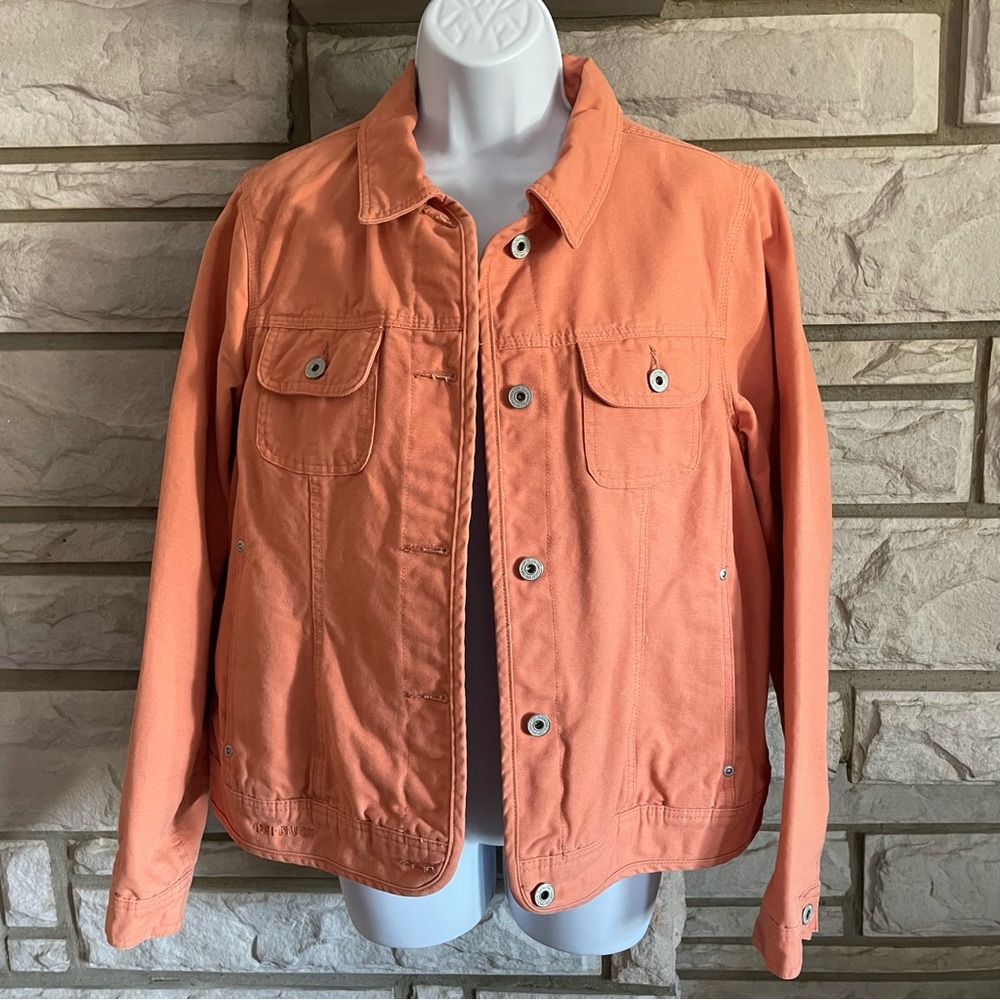 Dri Duck for Her Orange Denim Jacket Size M